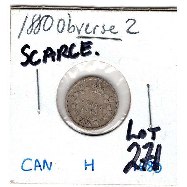 SCARCE 1880 OBVERSE 2 5 CENTS
