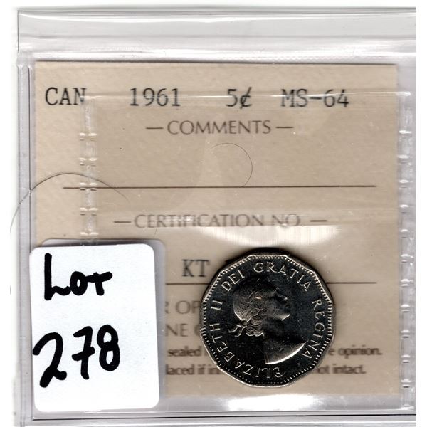 1961 MS64 5 CENTS