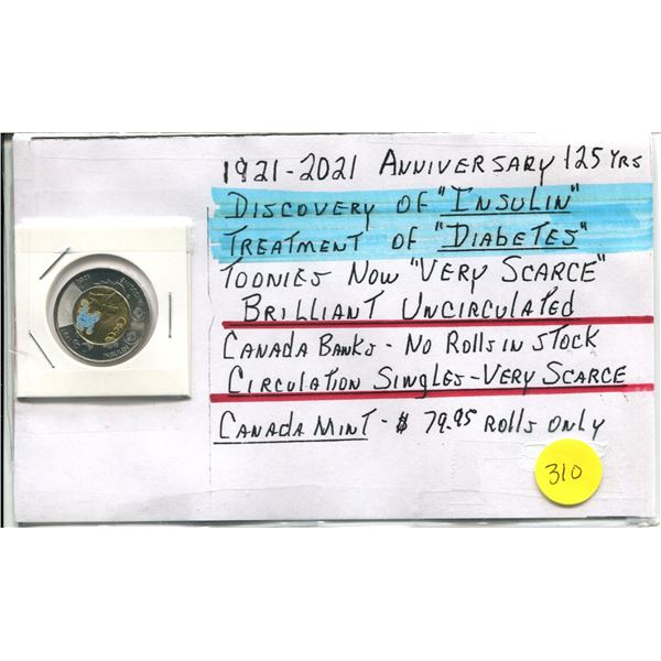 1921-2021 Anniversary of the Discovery of Insulin Toonie