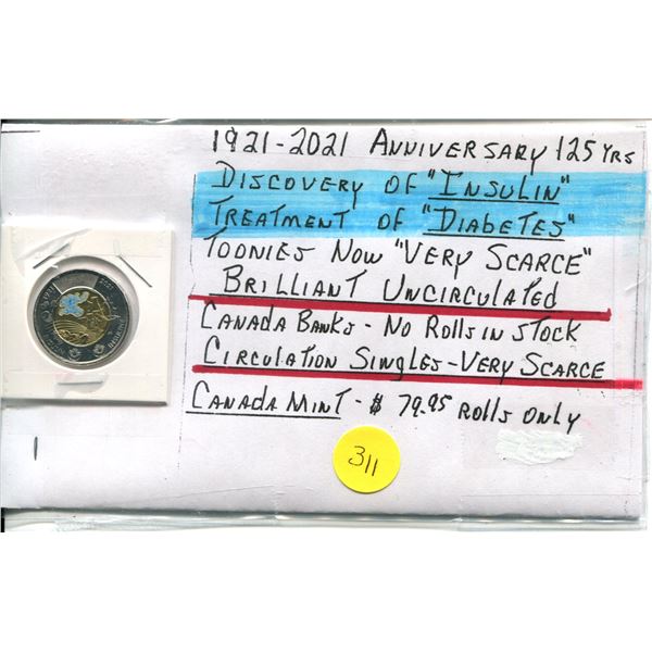 1921-2021 Anniversary of the Discovery of Insulin Toonie