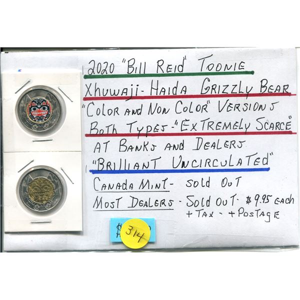 2020 "Bill Reid" Toonie Xhuawaji-Haida Grizzly Bear