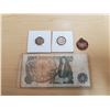 Image 3 : lot w/ Pound note, Gr. Britain coin, Victoria coin, Medal