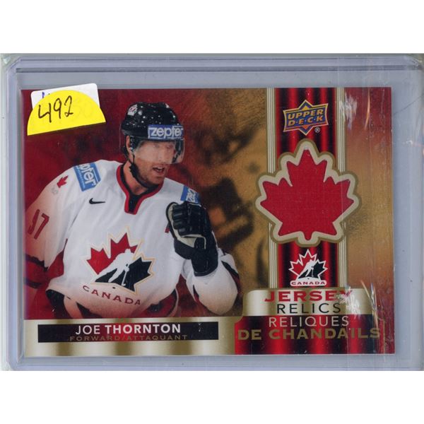 Joe Thornton Team Canada Jersey Relics - Tim Hortons UD Hockey Card