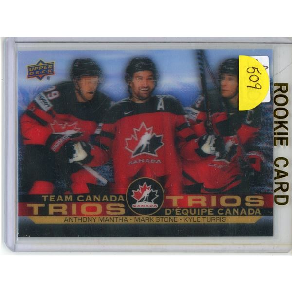 Team Canada Trios - Anthony Mantha, Mark Stone, Kyle Turris - Tim Hortons UD Hockey Card