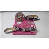 Image 2 : Cowgirl Finesse Belt Lot (Pink, Black, & Brown) with pink bag
