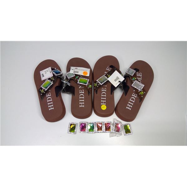 (2) Flip flops (Size: Medium with extra jewels/ some broken)