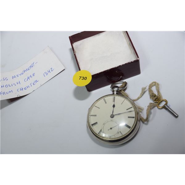 Keyword 1842 pocketwatch - chain drive? Working- hallmarked silver case