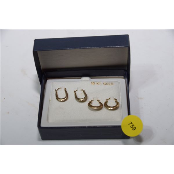 2 Vintage NOS 10k Gold earrings