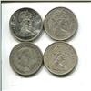 Image 2 : Lot of 4 silver Canada 25 cents