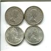 Image 2 : Lot of 4 silver Canada 25 cents