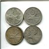 Image 1 : Lot of 4 silver Canada 25 cents
