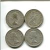 Image 2 : Lot of 4 silver Canada 25 cents