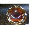 Image 2 : 9 ½” DIAMETER MARIGOLD-AMBER CARNIVAL GLASS CONSOLE BOWL