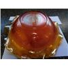 Image 4 : 9 ½” DIAMETER MARIGOLD-AMBER CARNIVAL GLASS CONSOLE BOWL