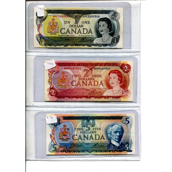 $1-$50 Bank of Canada Notes (1973, 1974, 1979, 1971, 1979, 1975)