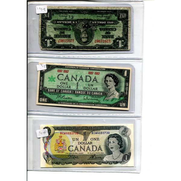 $1-$50 Bank of Canada Notes (1937, 1967, 1973, 1974, 1986, 1954, 1989, 1954, 2004)