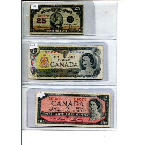 25 Cent - $20 Notes (1923, 1973, 1954, 1986, 1937, 1954)