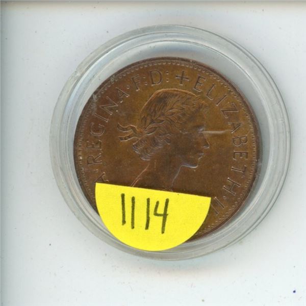 1967; British encapsulated penny; UNC