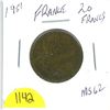Image 1 : 1951; 20 Francs (France); MS 62