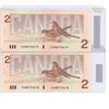 Image 2 : 1986; 2 sequential two dollar bills (SN EGN8792618 and EGN8792619); gem UNC