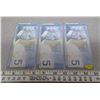 Image 2 : 2006; 3 sequential $5 notes HAA9089088/89/90 Jenkins Carney; GEM UNC