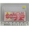 Image 1 : 1988; $50 Bill in plastic protector FHK8748550 Thiessen Crow; UNC