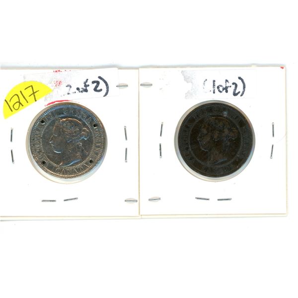 1898 & 1901; 1898 H Penny Holed & 1901 Penny Plated, Holed; 1st 1,000,000 minted 2nd 4,100,000