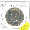 Image 1 : 1967; P Kennedy Silver 50¢ piece, 50% silver MS