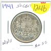 Image 1 : 1941; CDN 50¢ piece, 80% Silver; 1,714,874 minted W.W.II