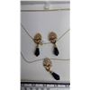 Image 3 : Vintage Fifth Avenue Black Onynx necklace and earring set with box