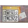 Image 1 : 1982 North Dakota Truck Plate Pair w/ Unused Sitcker and Envelope (Nice Clean)