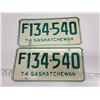 Image 1 : Pair of matching 1974 Saskatchewan farm plates