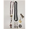 Image 4 : Religious jewellery lot including rosary and saint tokens