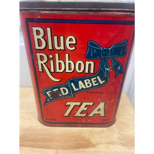 Blue ribbon tea tin- 3lbs