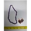 Image 1 : Amethyst Necklace + Copper Arrowhead Earrings