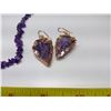 Image 2 : Amethyst Necklace + Copper Arrowhead Earrings