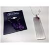 Image 2 : Silver Plated Selenite + Amethyst Necklace + Earrings