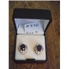 Image 1 : Sapphire Coloured Pierced Earring, Gold Plated