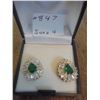 Image 2 : Emerald Colour Pierced Earring, Gold Plated