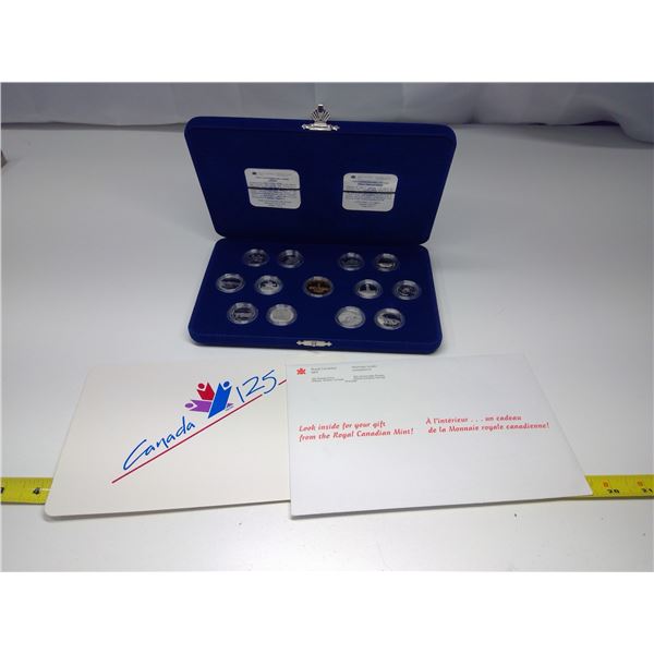 CANADA  1992 125 COMMEMORATIVE STERLING SILVER SET OF 12-25 /CENTS. THE LOONIE IS BRONZE