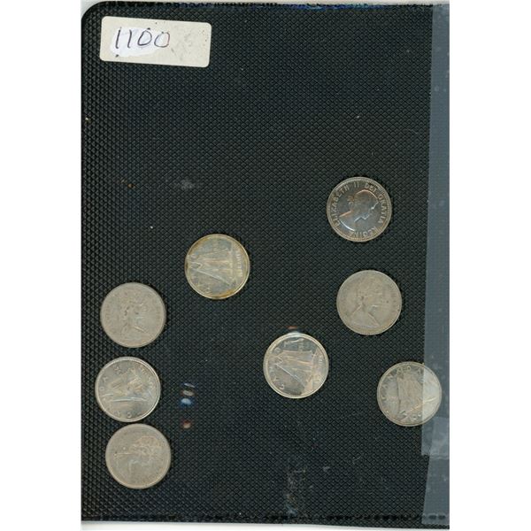 CANADA  PRE-1967: 8 - 10 CENT SILVER ASSORTED DATES—ELIZABETH