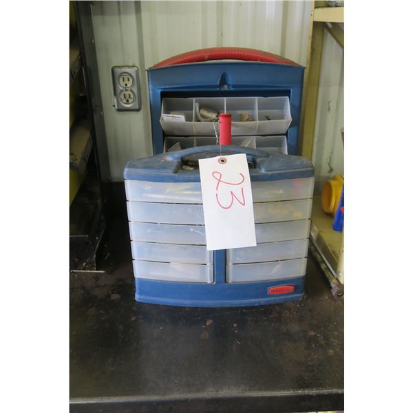 Two Plastic Bolt/Parts Bins with Misc. Items
