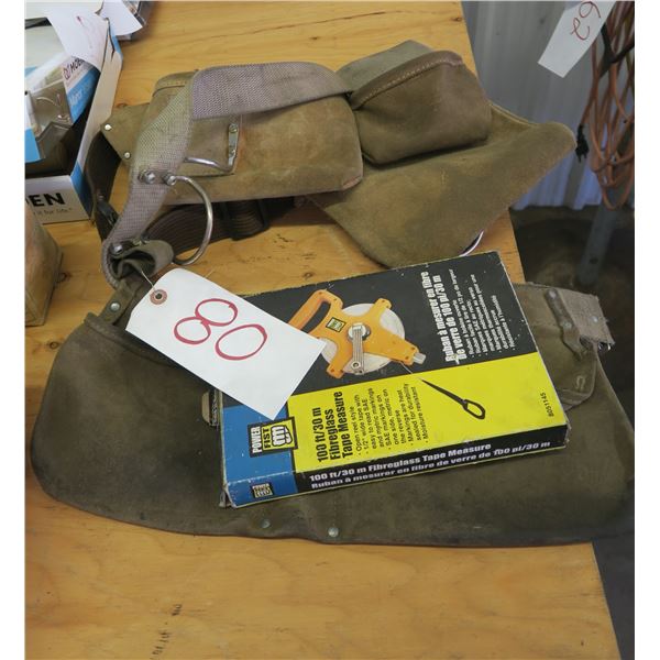 2 Tool Belts & 100ft. Fibre Glass Tape Measure