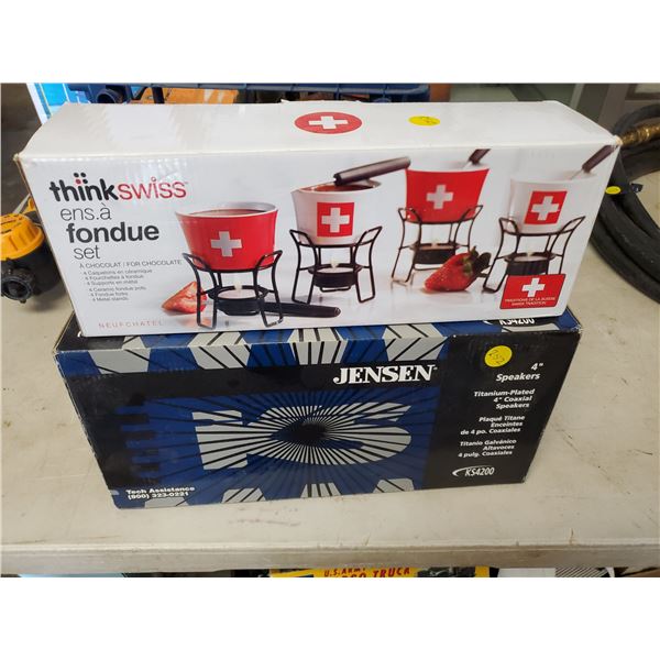 fondue set & 2 4" coaxial speakers