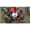 Image 2 : Pallet of Chainsaws, Gas Can, Vintage Electric Motor, etc.
