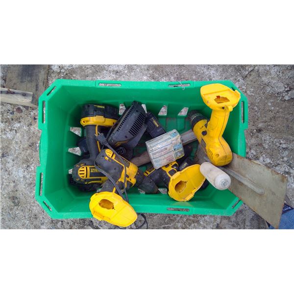 Bucket of DeWalt Drills