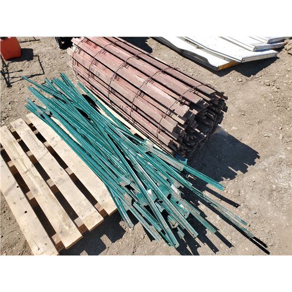 METAL SNOW FENCE POSTS (30) W/ 87' WOODEN SNOW FENCE