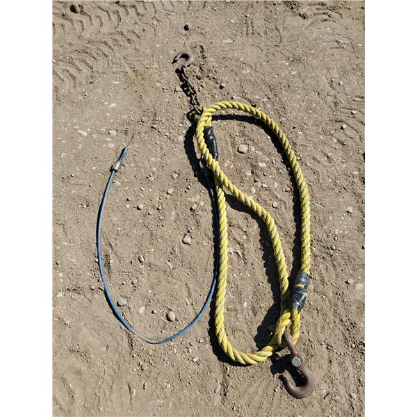 TOW ROPE W/ CHAIN HOOKS & COATED CHAIN