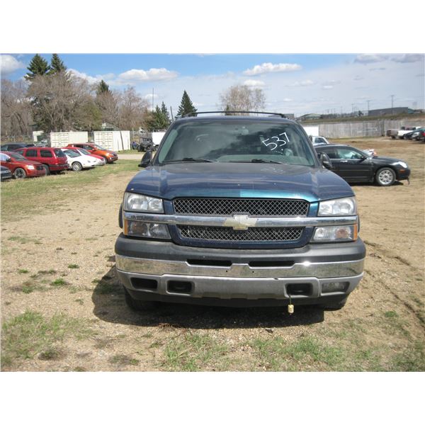 2005, CHEV AVALANCHE 1500 4WD (BLUE) 3GNEK12T35G273294 (NO KEYS)