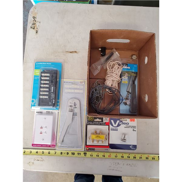 box of phone cable, crimper, bits